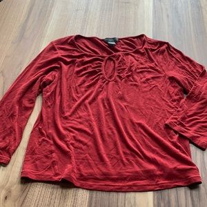 Rust colored keyhole long sleeve shirt